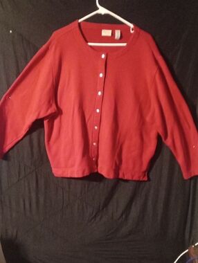 Classic Brick-Red Button Cardigan